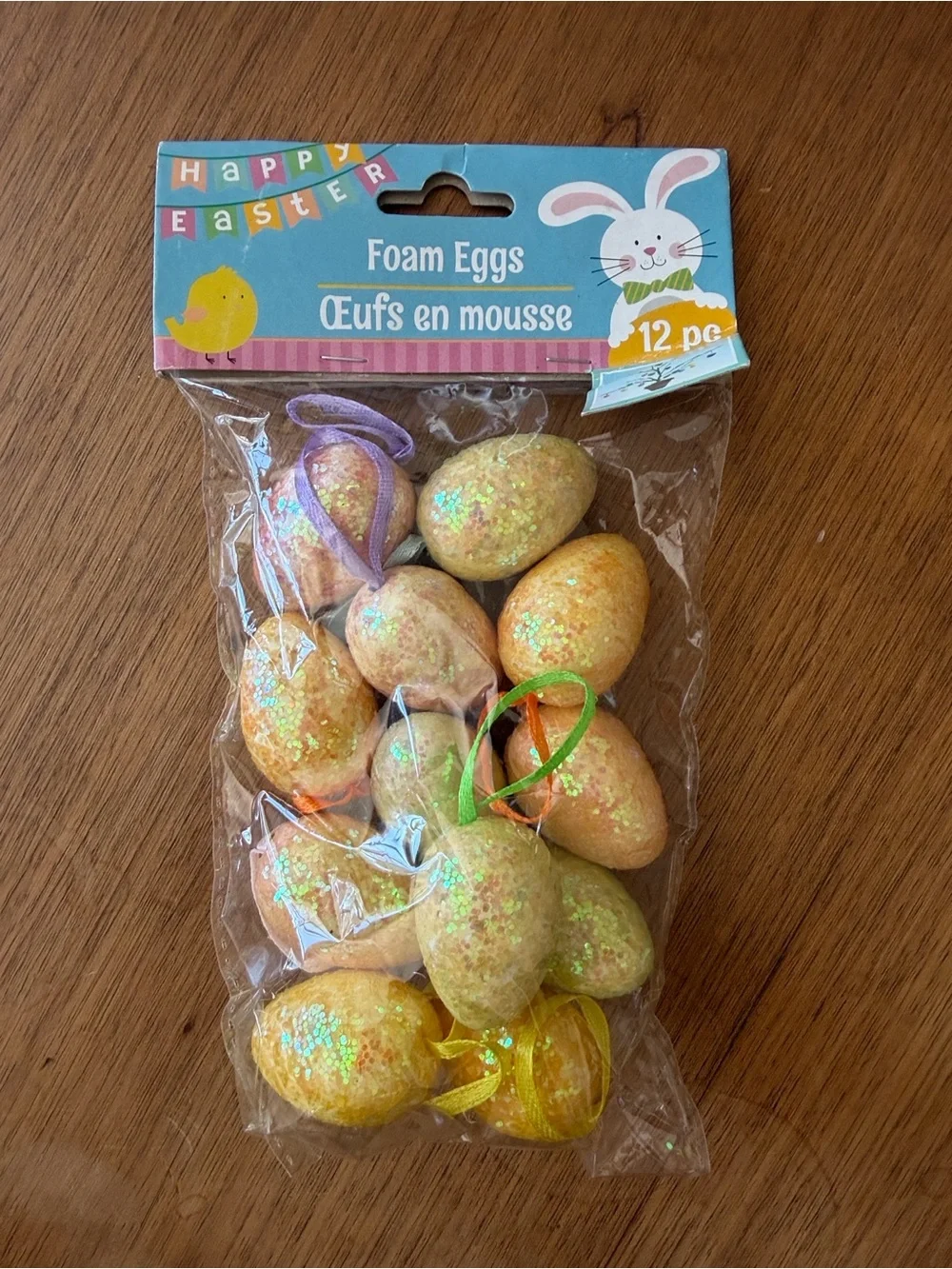 Hobby Lobby Glitter Foam Egg Ornaments in Yellow, Orange, Green, Purple (12 pc)
